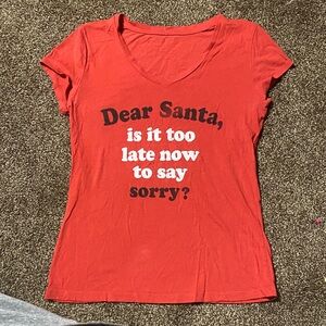 Red Graphic Tee with Santa Quote